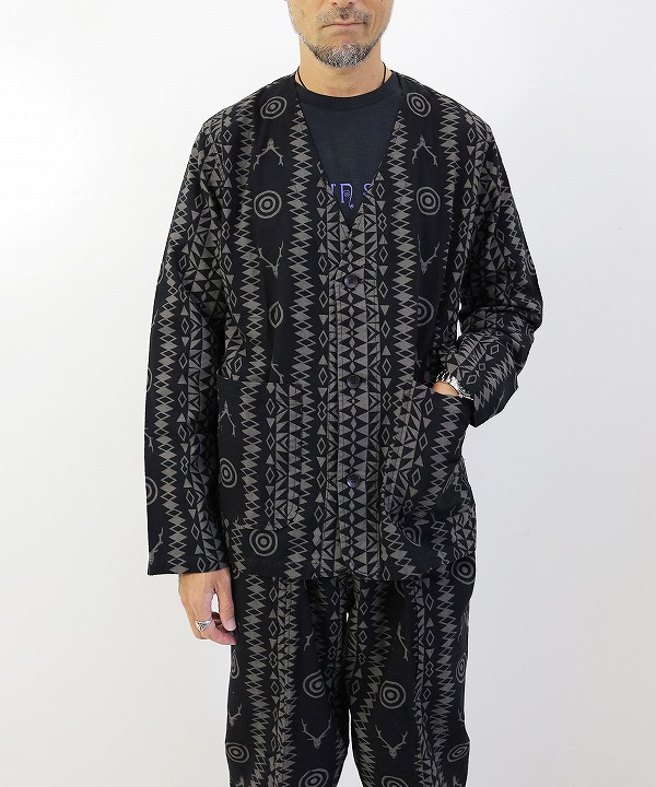 サウス２ ウエスト８/South2 West8  　V Neck Jacket - Flannel Cloth / Printed