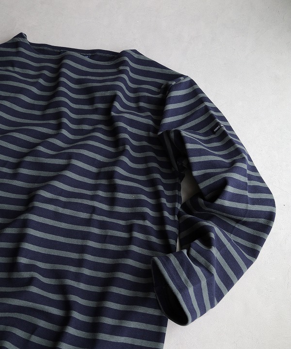 セントジェームス/Saint James　OUESSANT - BORDER NAVY/VEGETAL(ネイビー/ベジタブルグリーン）