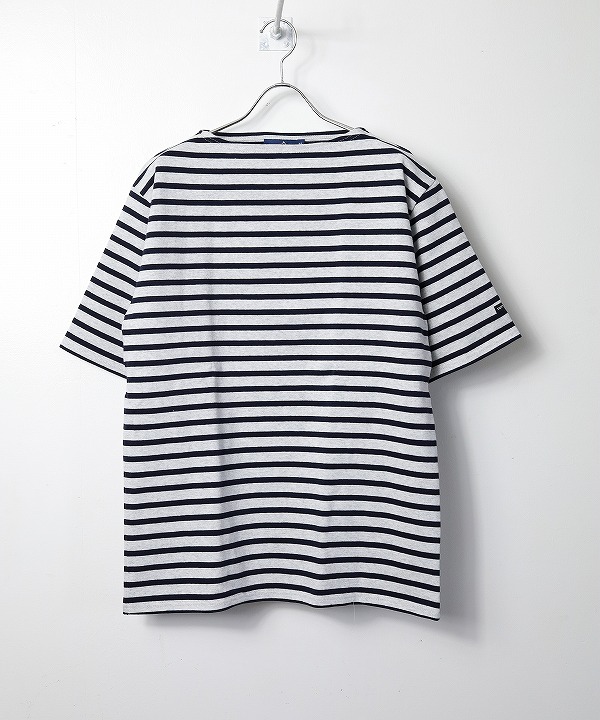 セントジェームス/Saint James　OUESSANT S/S - BORDER GRISCL/NAVY(霜降りペールグレー/ネイビー)