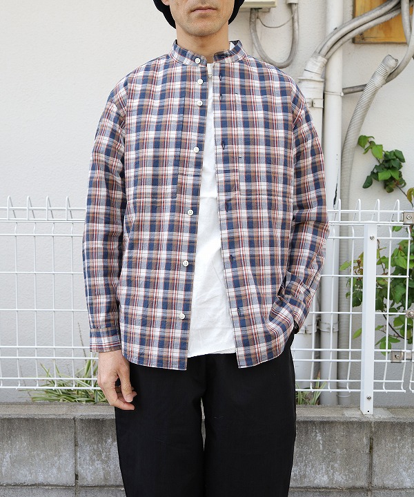 ニシカ/nisica   バンドカラーシャツ - check -