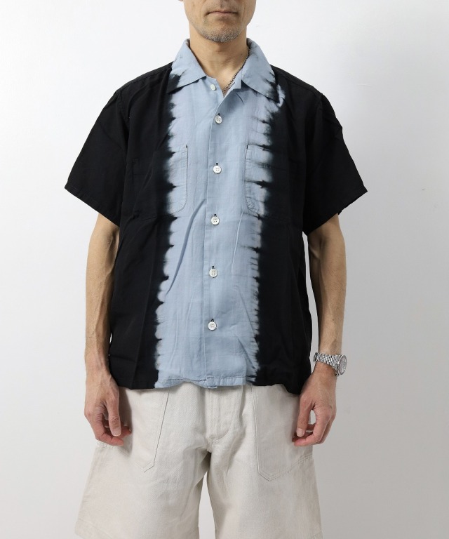 ノーマリズムテキスタイル/NOMARHYTHM TEXTILE   Hand Dye Open Collar SS Shirt