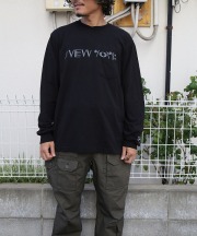 エンジニアド ガーメンツ/Engineered Garments    Printed Cross Crew Neck L/S T-shirt - BLACK（全2種）