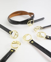 ニードルズ/Needles　Peace Buckle Narrow Belt - Crocodile Embossed Leather