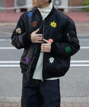 ノーマリズムテキスタイル/NOMARHYTHM TEXTILE   Flower Embroidery Flight Jacket