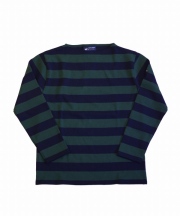 Saint James/セントジェームス　OUESSANT - WIDE BORDER NAVY/PIN(ネイビー/グリーン)