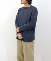 リネン/RINEN　40/2 スーピマ裏毛　裾ラウンドクルーネック（全2色）