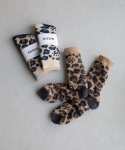 ロトト/ROTOTO　PILE LEOPARD CREW SOCKS