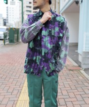 リビルド バイ ニードルズ/Rebuild By Needles　　Flannel Shirt -> Ribbon Wide Shirt / Uneven Dye