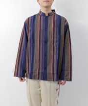 サウス２ ウエスト８/South2 West8　Stand Collar Shirt - Multi Stripe