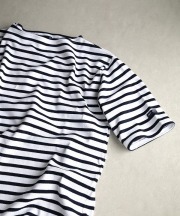 セントジェームス/Saint James 　OUESSANT S/S - BORDER NEIGE/MARINE(ホワイト/マリン)【MAPSの定番】