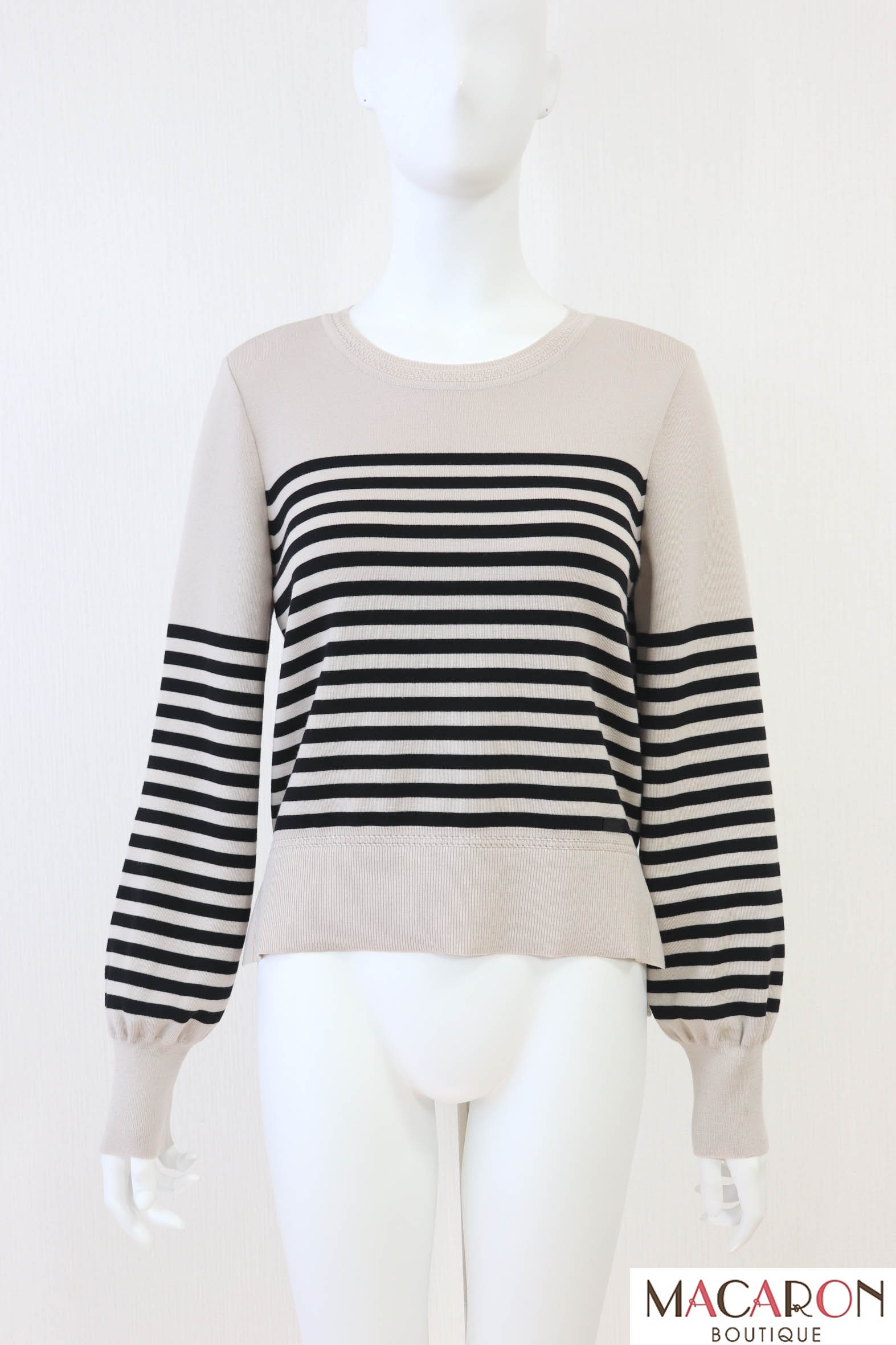 フォクシー FOXEY Marseiile ボーダーニット 43763 アイボリー×ブラウン サイズ：40 FOXEY BOUTIQUE(フォクシー) MARSEIILE グレースウールボーダー
