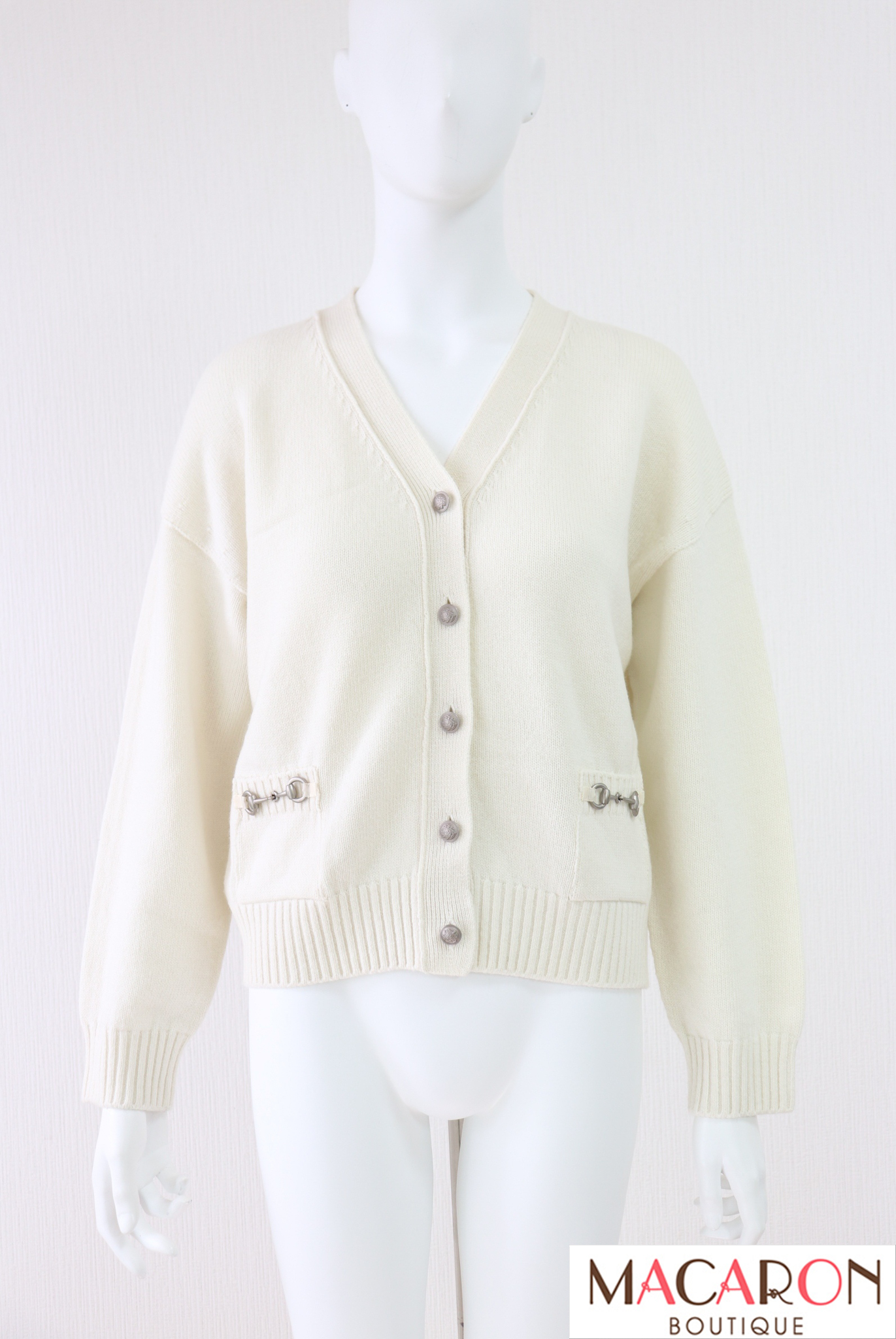 Rene ルネ 2024年 刺繍襟カーディガン ノワール×ホワイト 34 美品