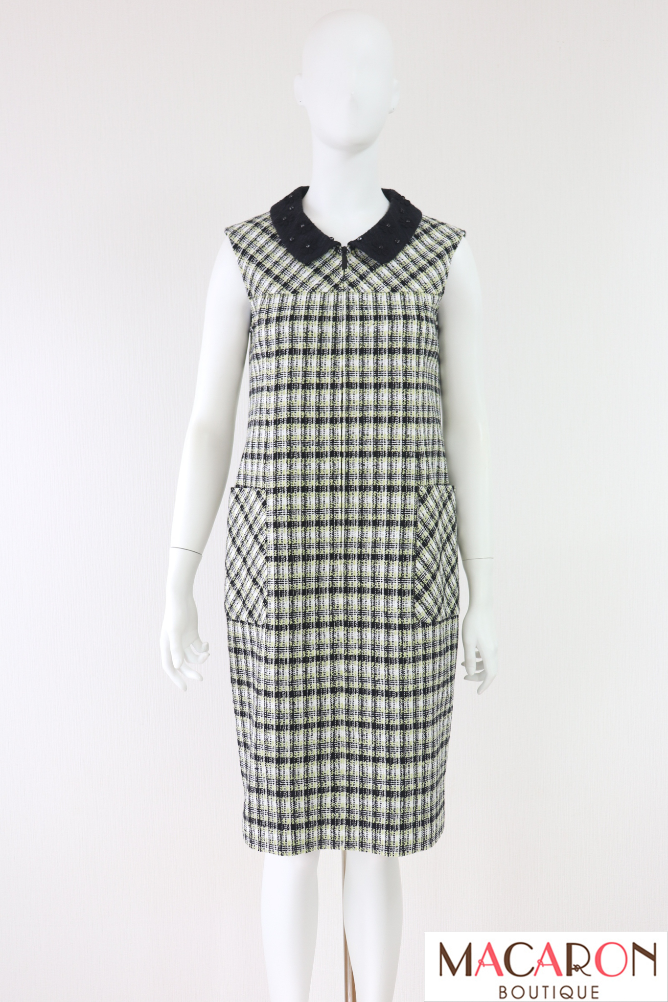 Rene（ルネ）　黒襟ツイードワンピース　6316100