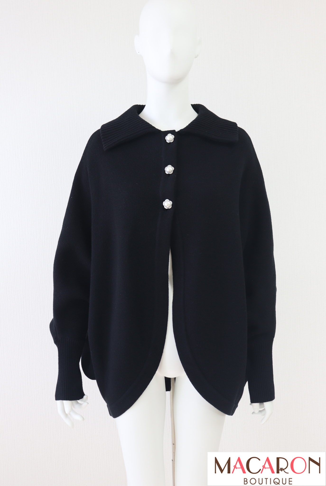 Rene（ルネ）　ドルマンスリーブケープ風カーディガン　ニットポンチョ　6432740