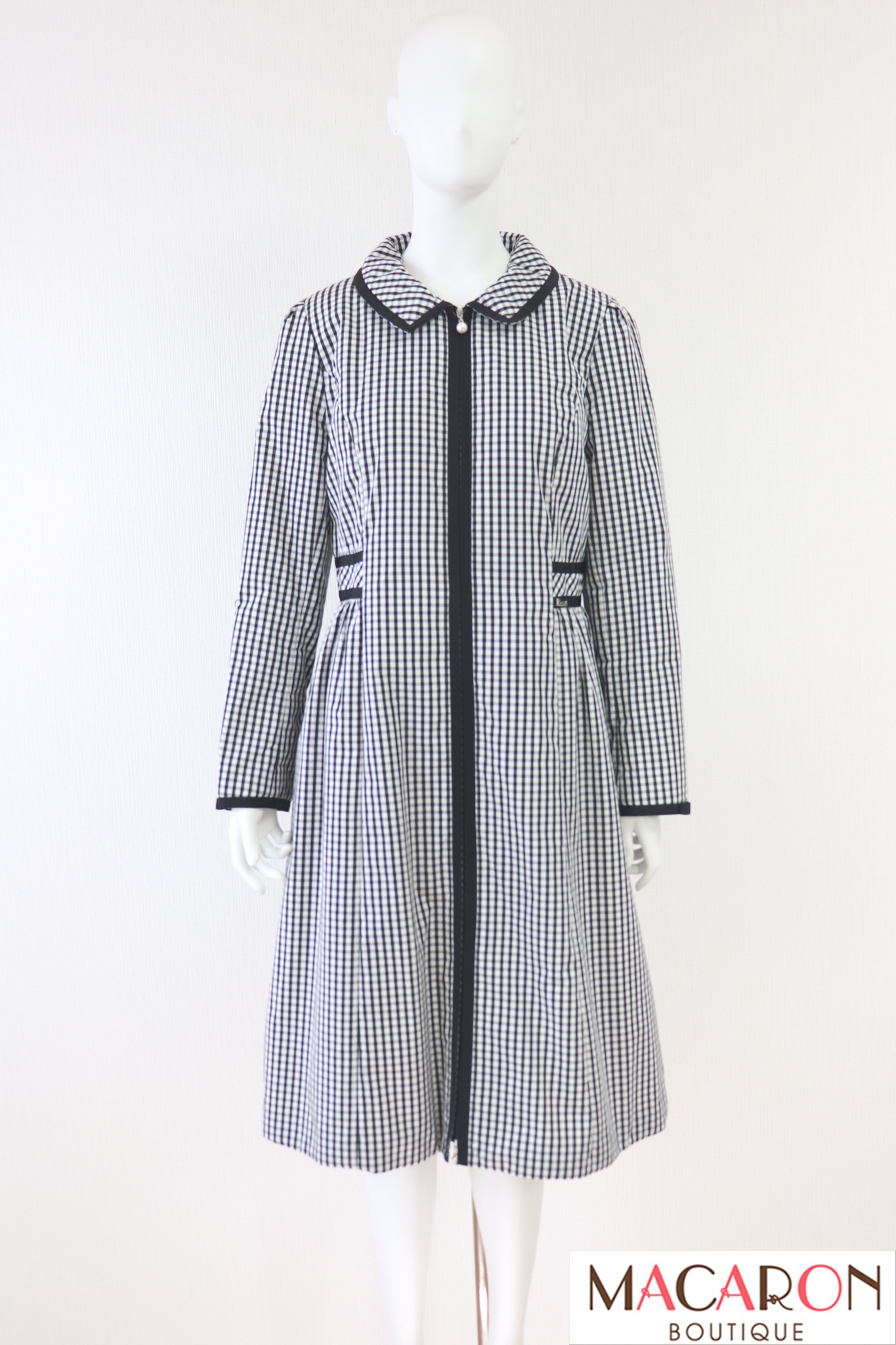 René 20SS ギンガムチェックコート パールチャーム 5018040 Rene（ルネ） ギンガムチェック中綿コート 5018040