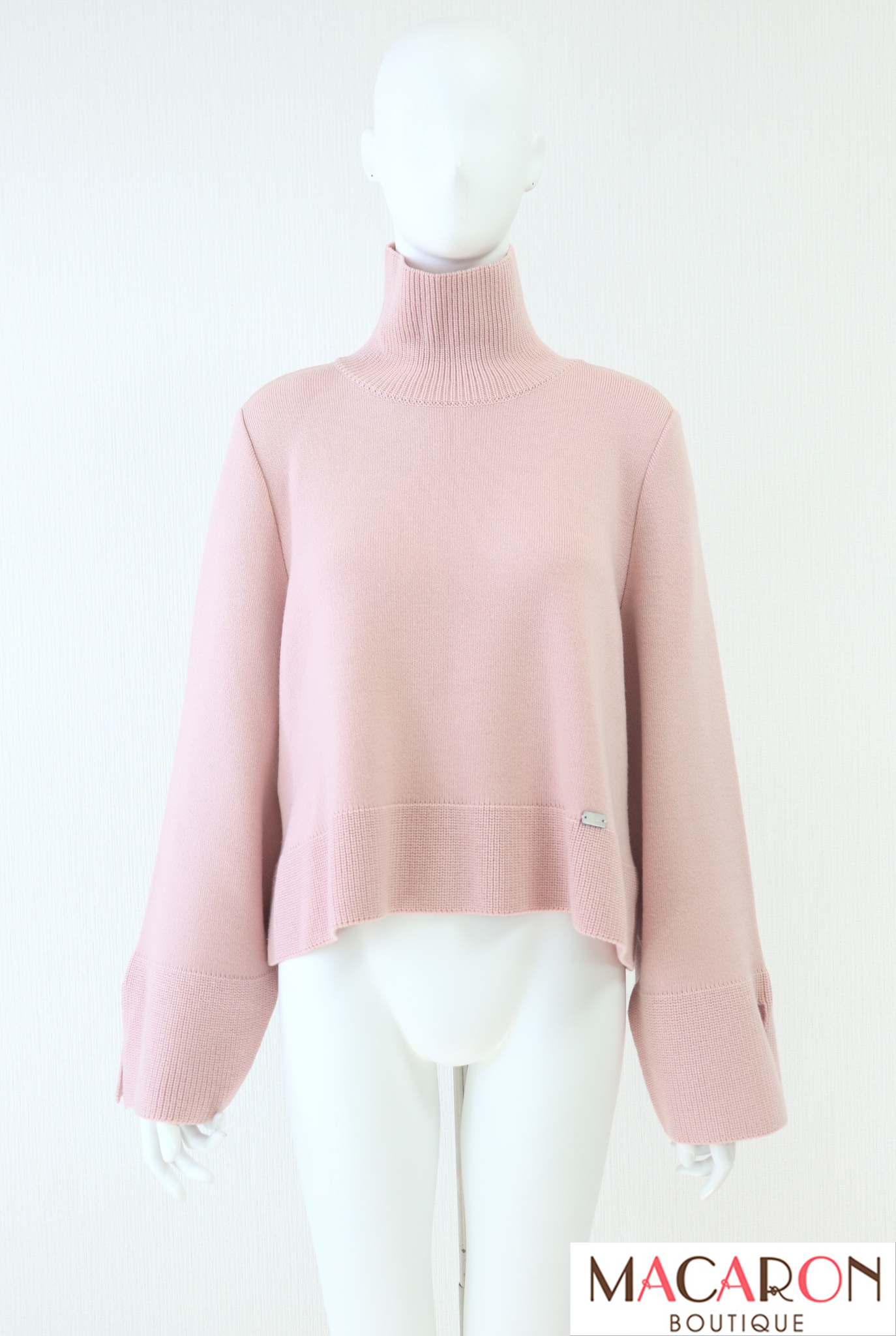 Daisy Lin ニットワンピース 長袖　カシミヤ　ピンクベージュ DAISY LIN(デイジーリン） しっとりウールハイネックセーター 07311