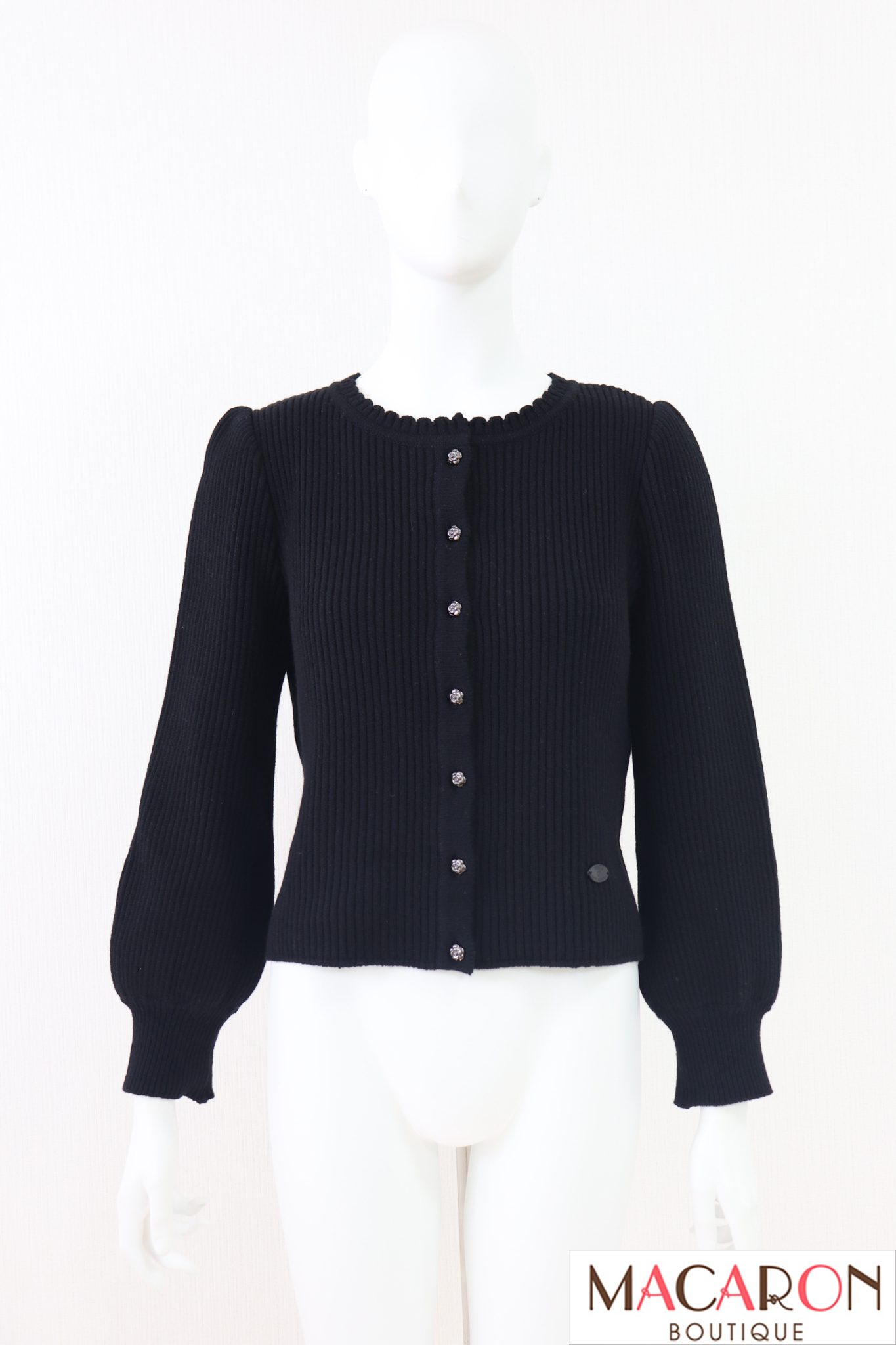 Rene（ルネ）　カメリアボタンリブニットカーディガン　5442100