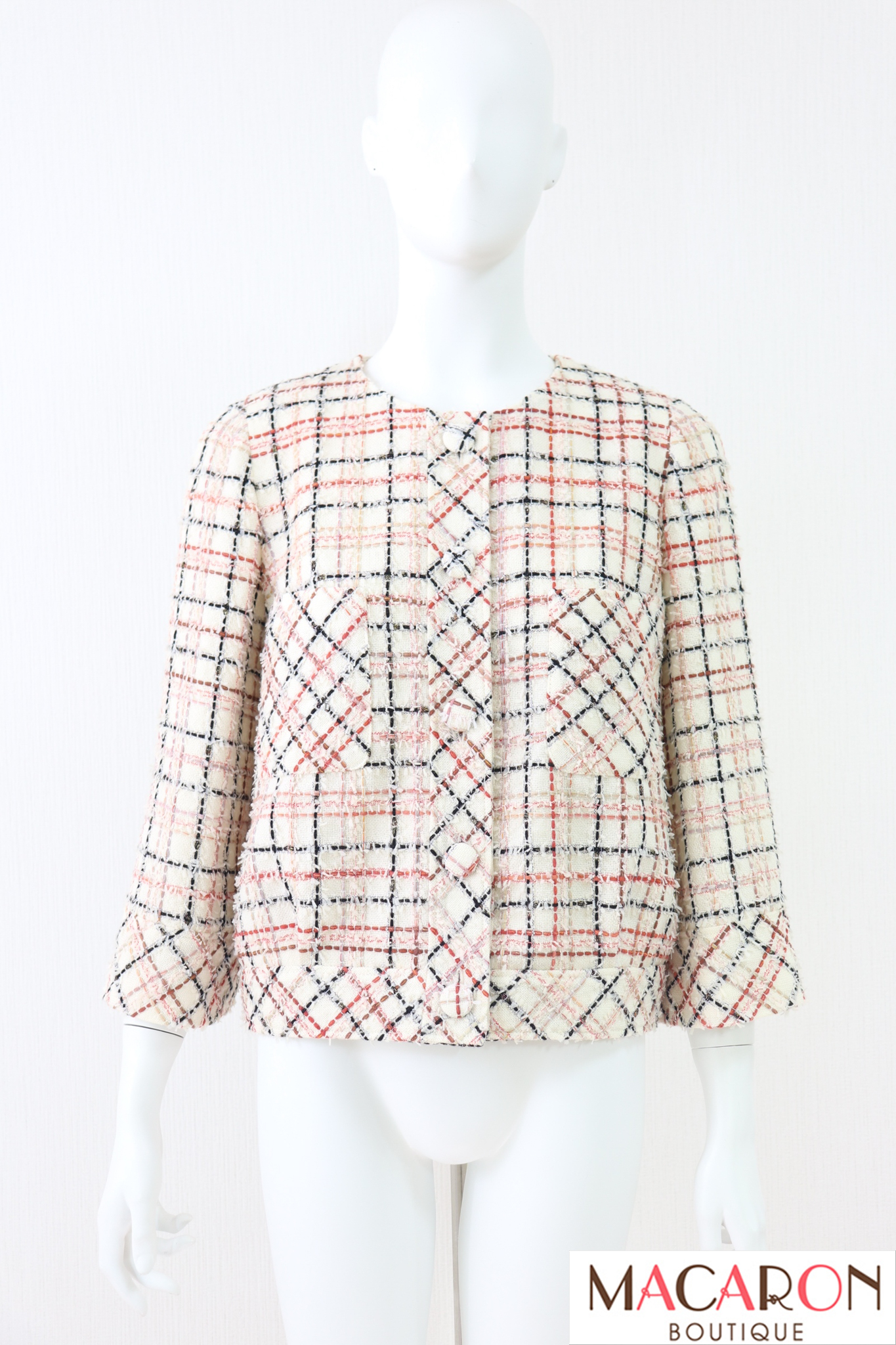 Rene（ルネ）　ノーカラーツイードジャケット　6333200