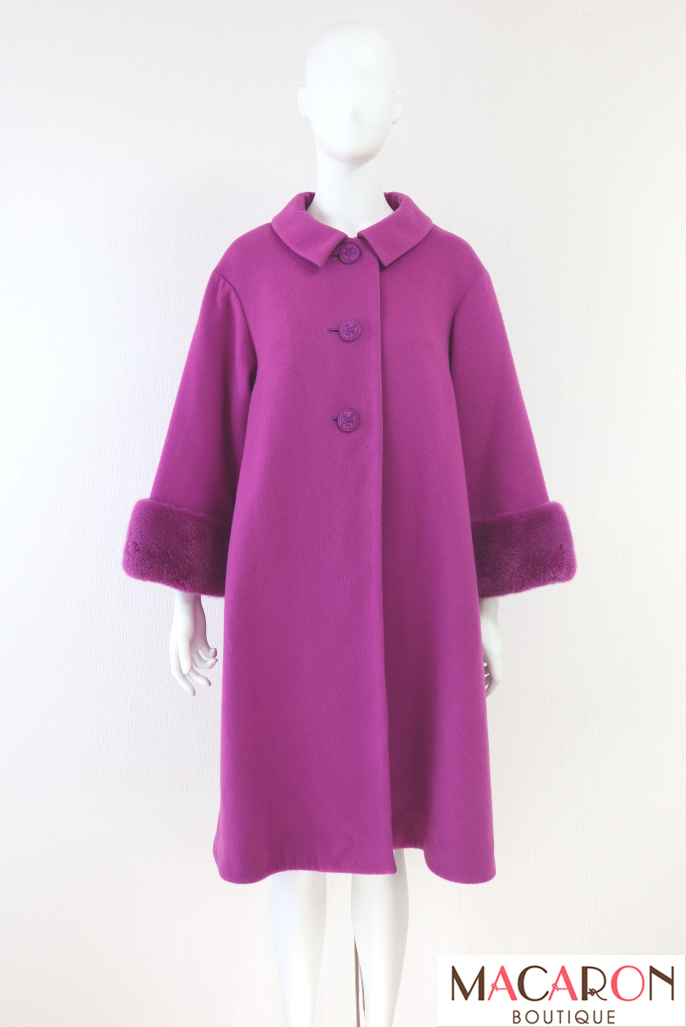 Rene（ルネ） ミンク襟ウールカシミヤコート 6038300