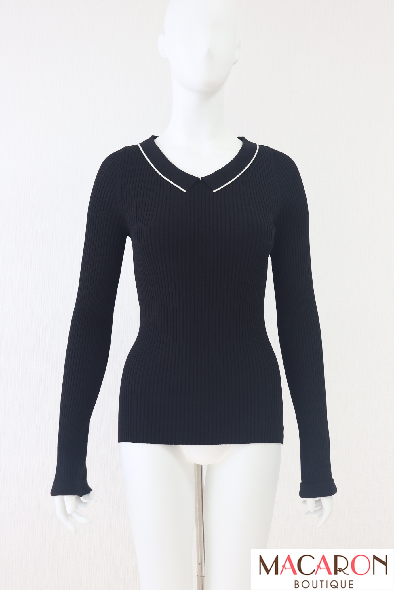 FOXEY BOUTIQUE(フォクシー） 襟付きリブニットトップス 39908