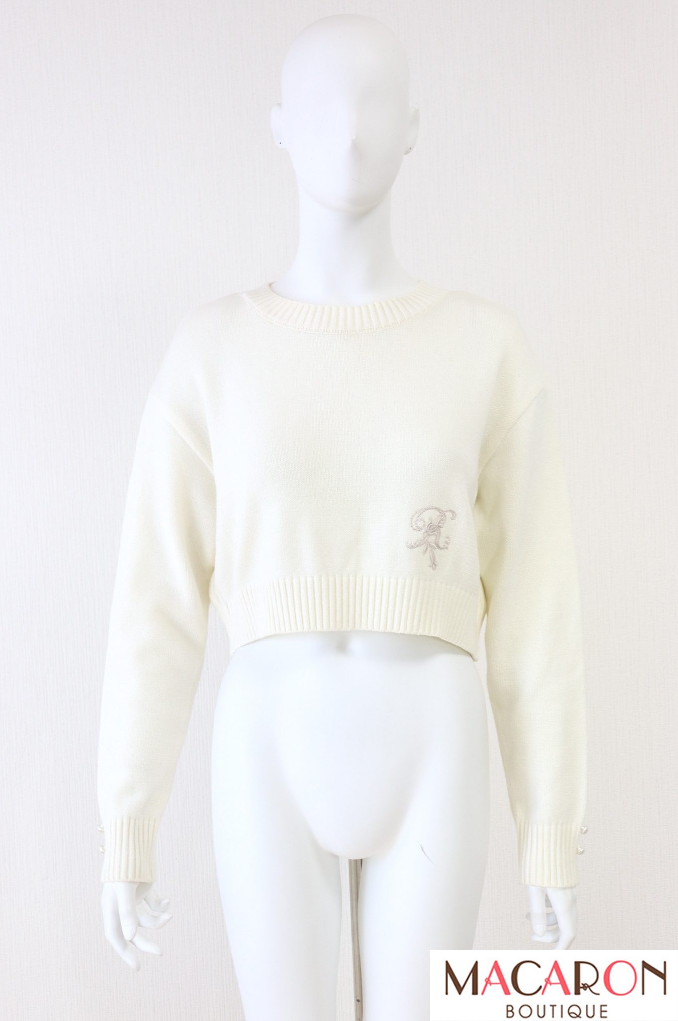 Rene（ルネ）　R刺繍コットンアクリルニットプルオーバー　6312150
