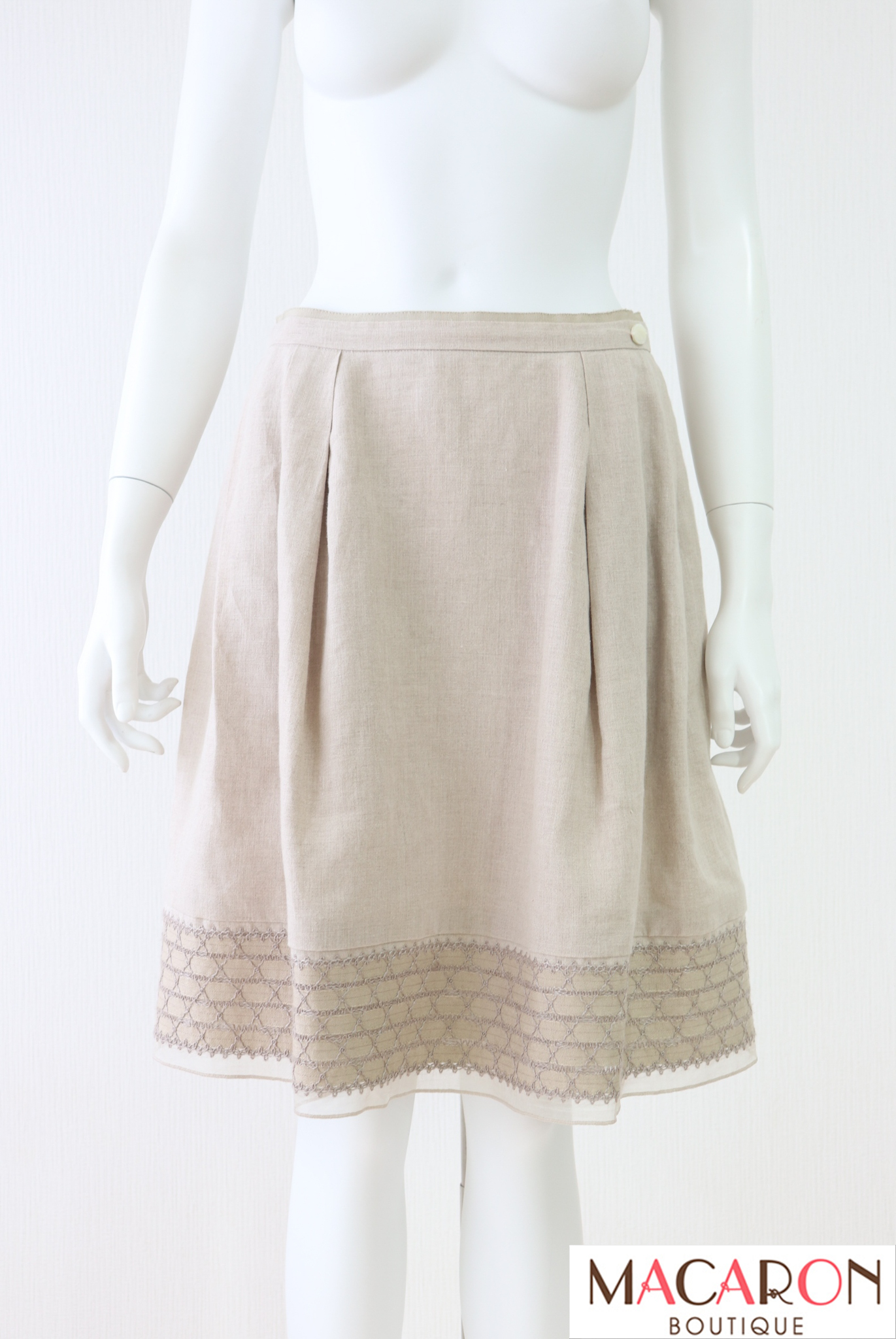 【SALE】FOXEY BOUTIQUE(フォクシー）　コード刺繍リネンスカート　34454
