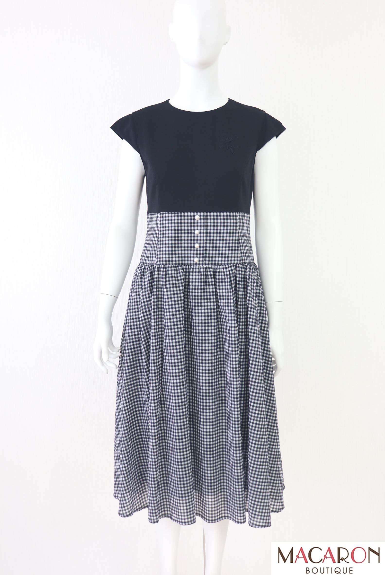René⭐︎ギンガムチェックワンピース⭐︎S⭐︎パールチャーム⭐︎ René