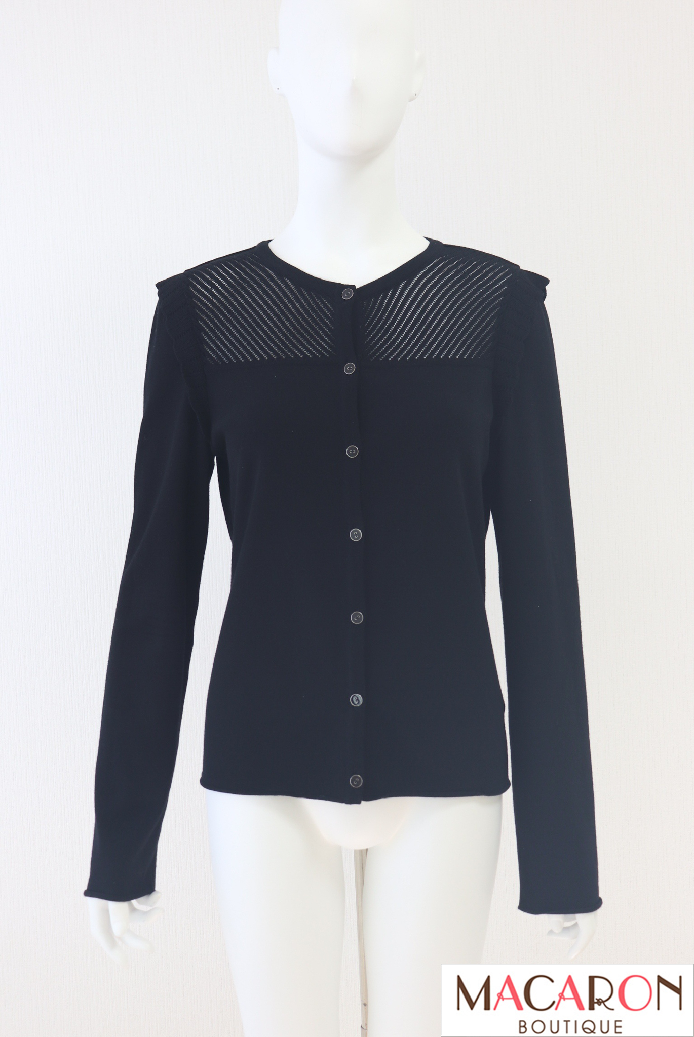 FOXEY BOUTIQUE(フォクシー）　透かし編みレーヨンブレンドカーディガン　39904