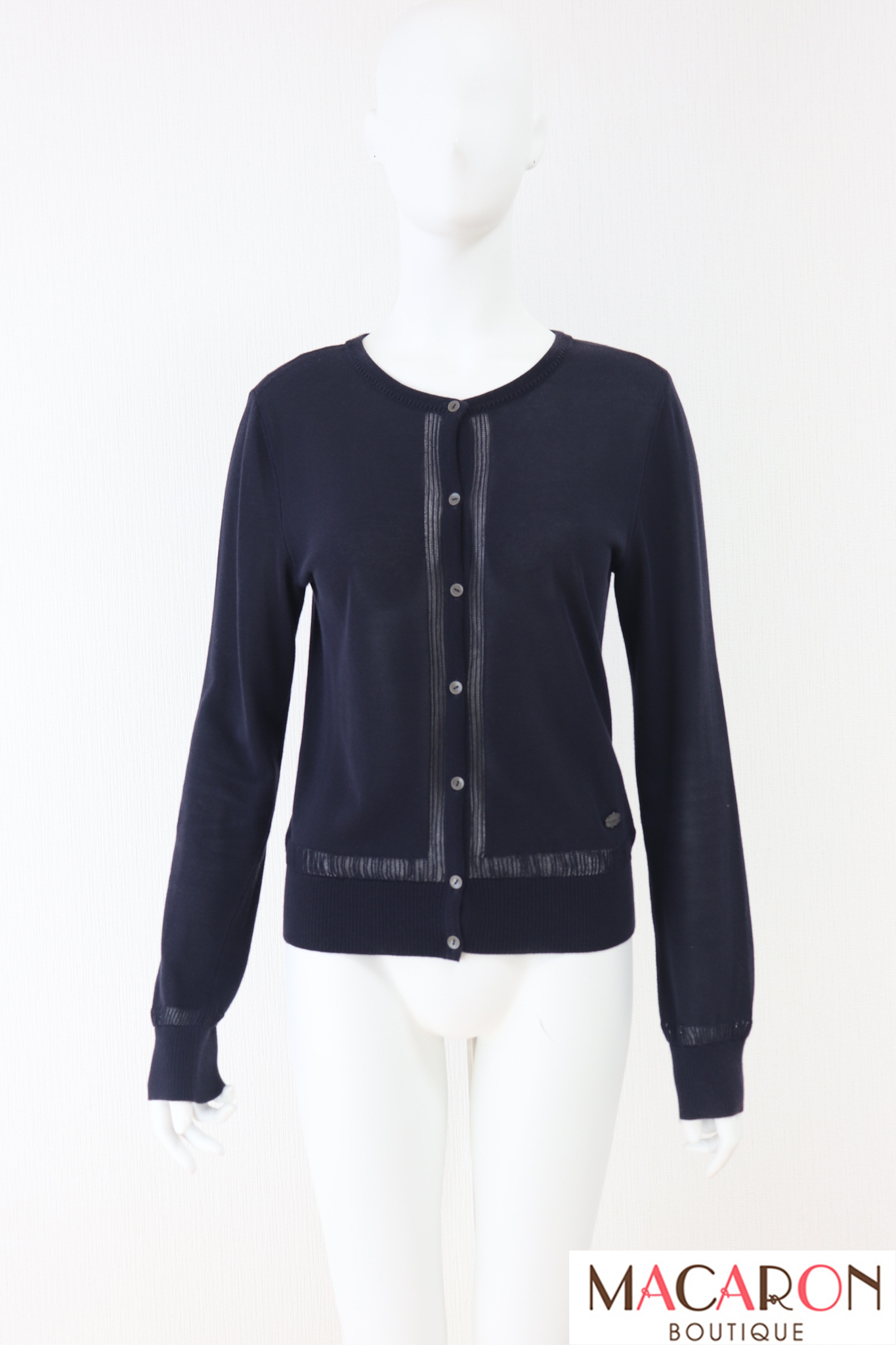 FOXEY BOUTIQUE(フォクシー）　透かし編みコットンブレンドカーディガン　35825