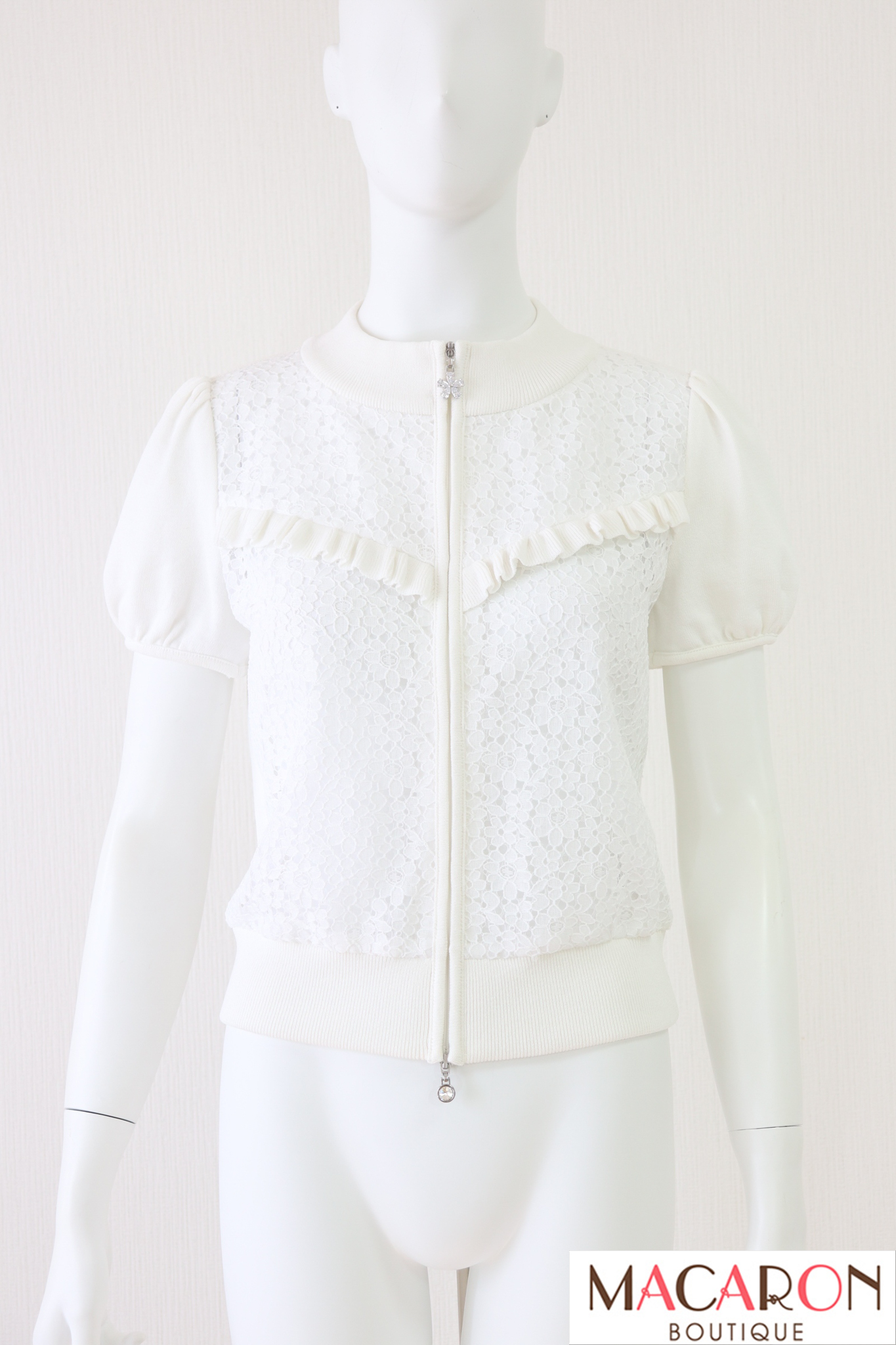 Rene（ルネ） フリル刺繍レース半袖トップス 6032240