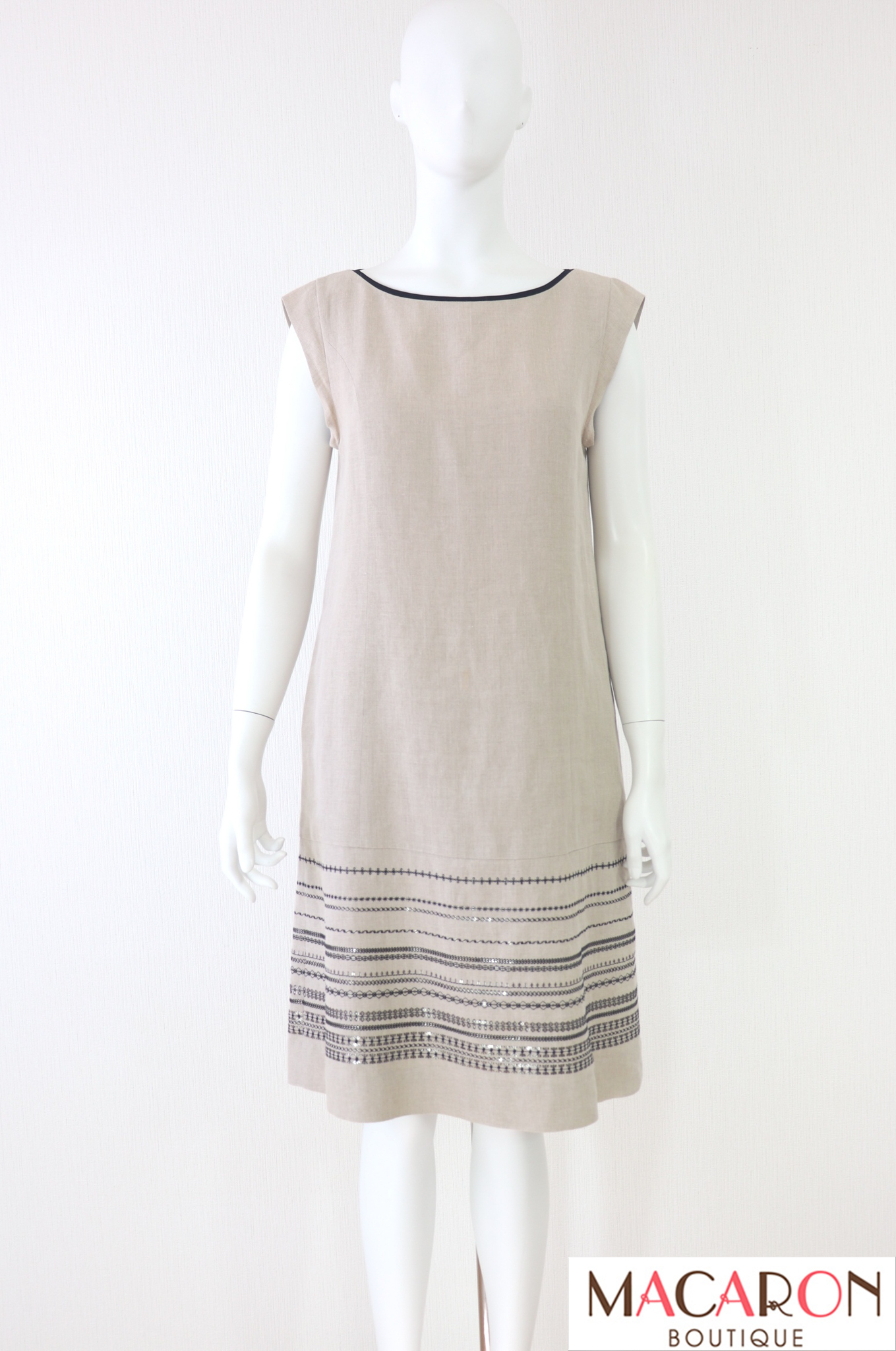 FOXEY BOUTIQUE(フォクシー)　スパンコール刺繍リネンワンピース　35703