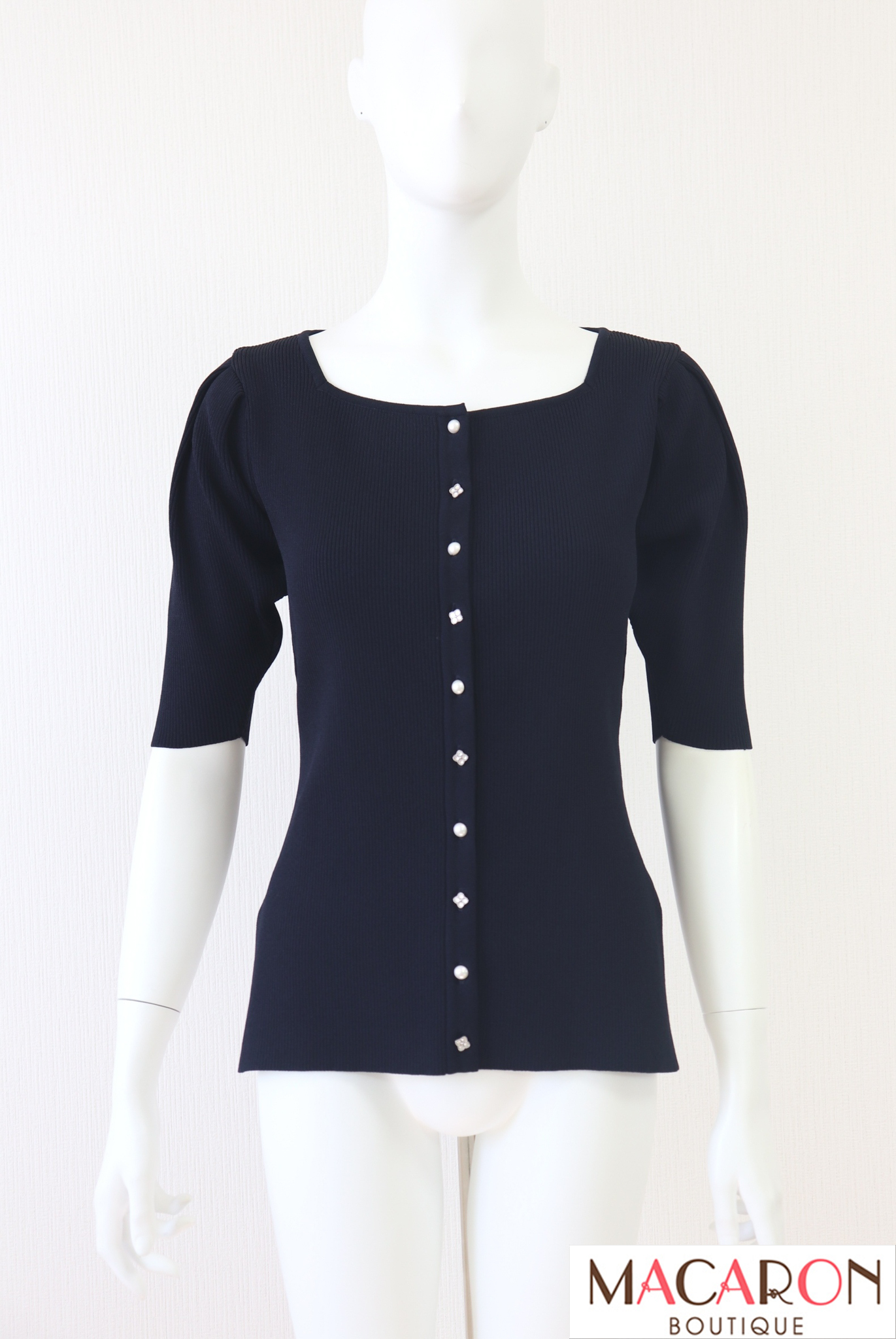 ルネ　Rene 半袖 トップス　美品　36 Rene（ルネ） スクエアネックニットトップス 6322937