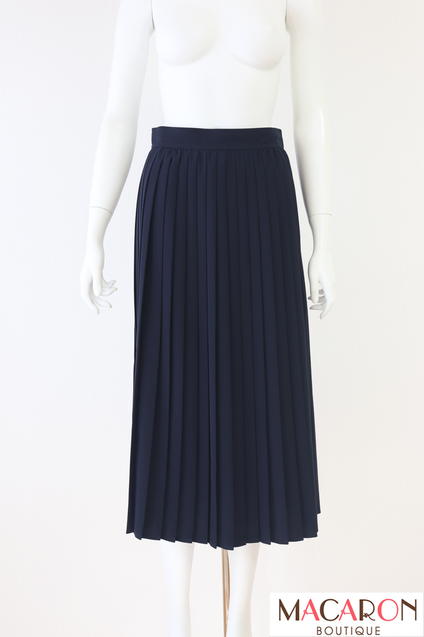 ☆シャネル☆美品☆プリーツスカート ネイビー 36 Rene（ルネ） ミディ丈プリーツスカート 5414100