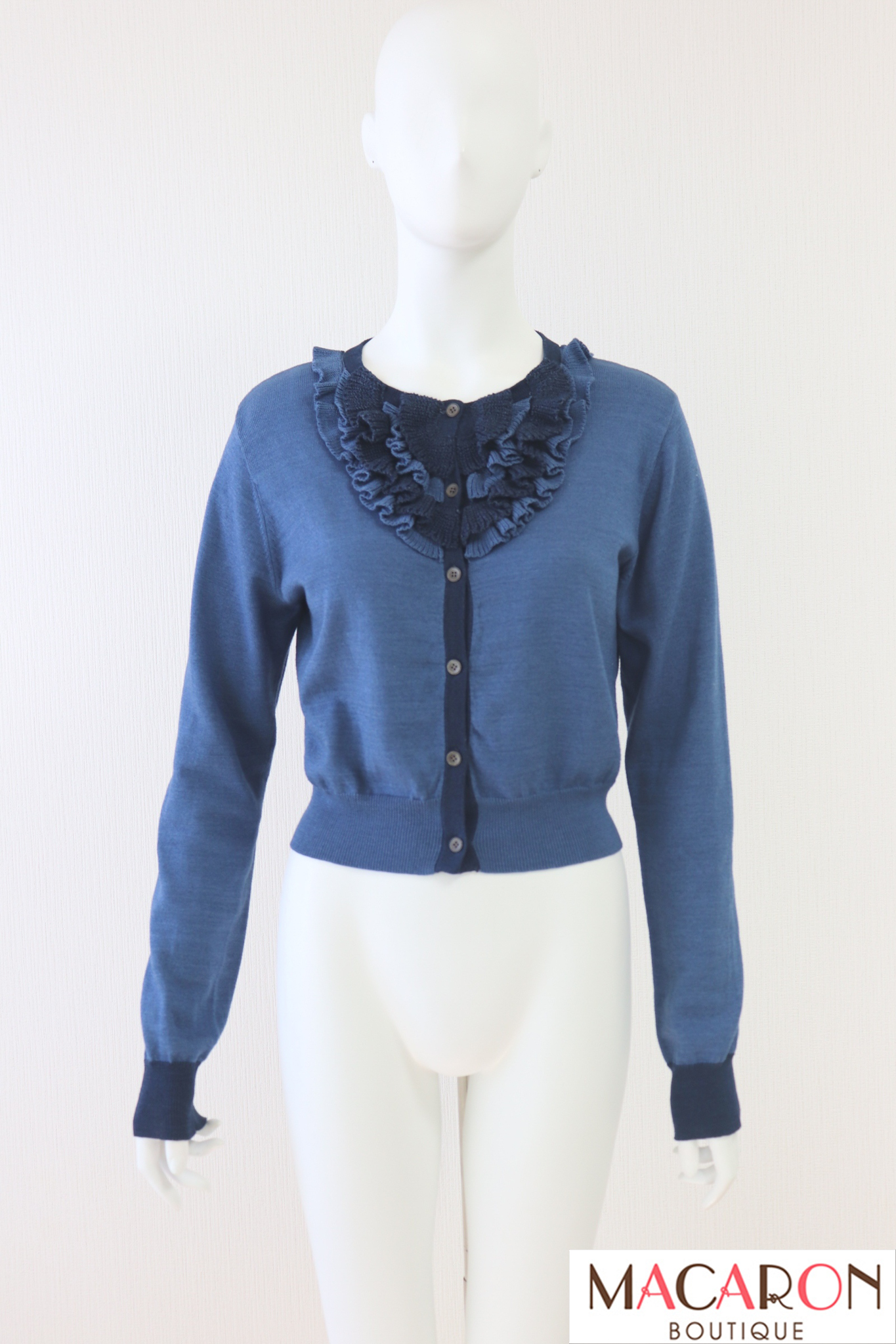 FOXEY BOUTIQUE(フォクシー） 胸元フリルニットカーディガン 35295