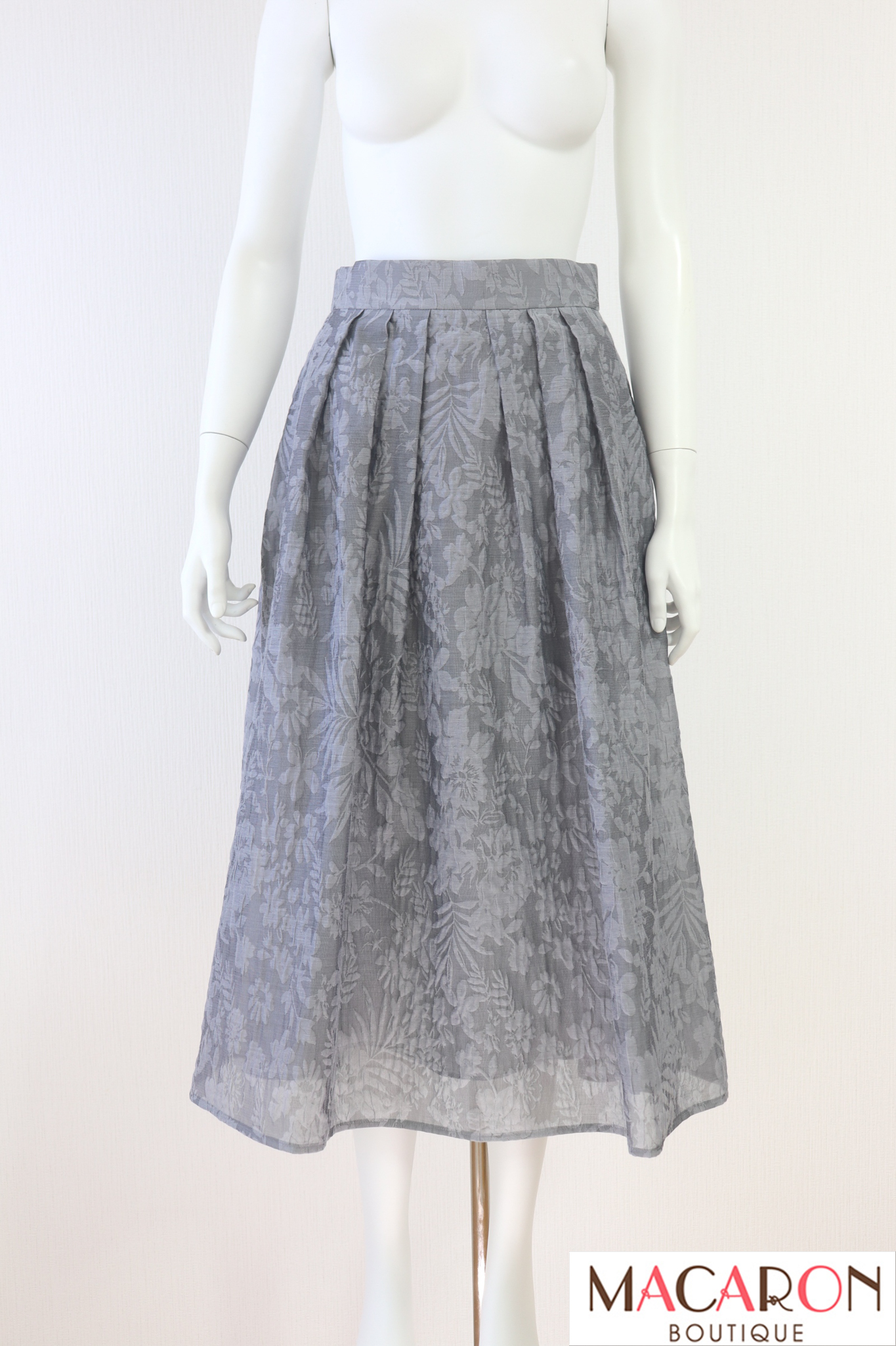 【美品】Rene ルネ モザイク アート柄 ジャガード ボリューム スカート 美品】Rene ルネ モザイク アート柄 ジャガード ボリューム