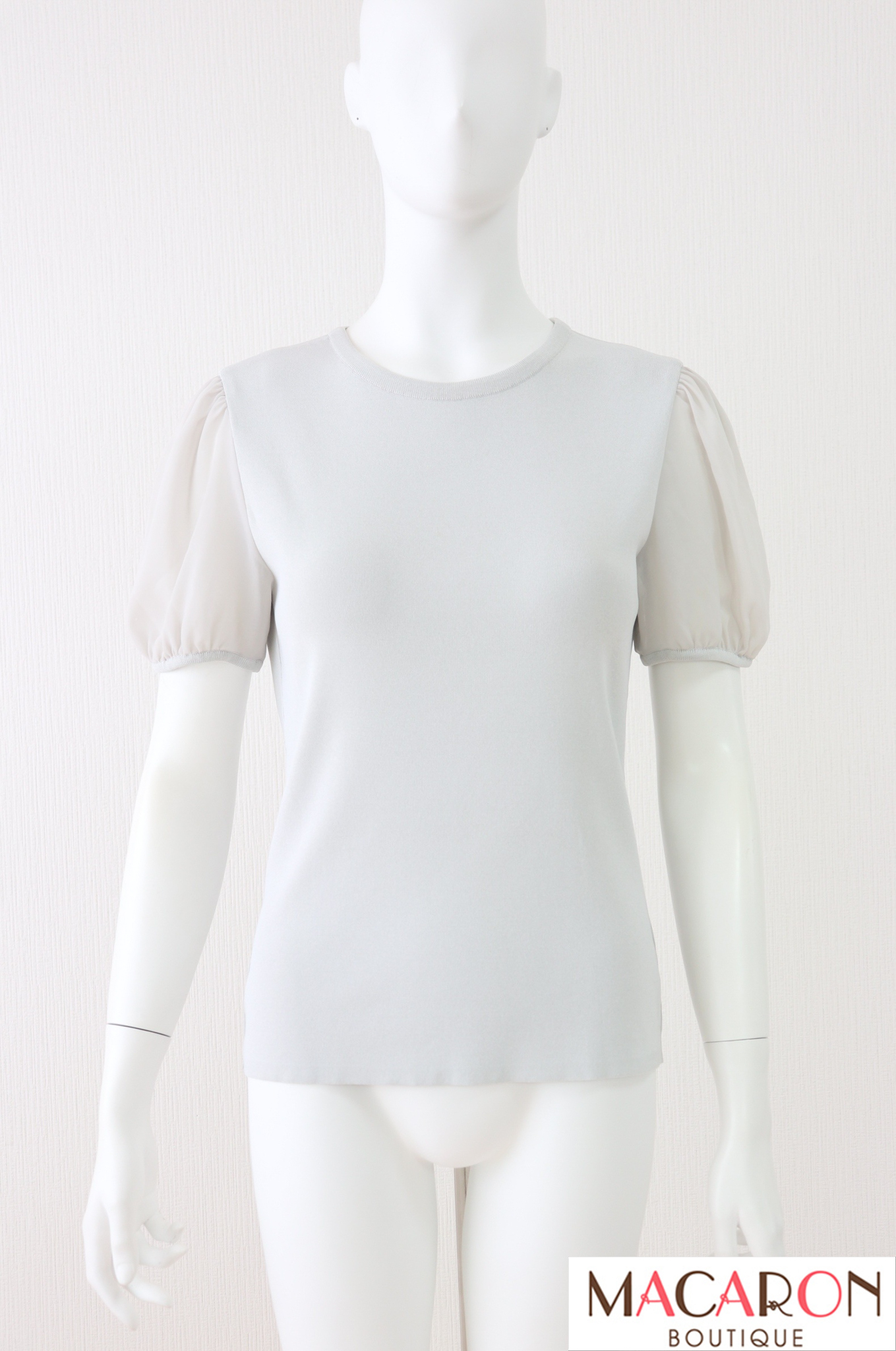 FOXEY BOUTIQUE(フォクシー）　シフォンパフ袖ニットトップス　37161