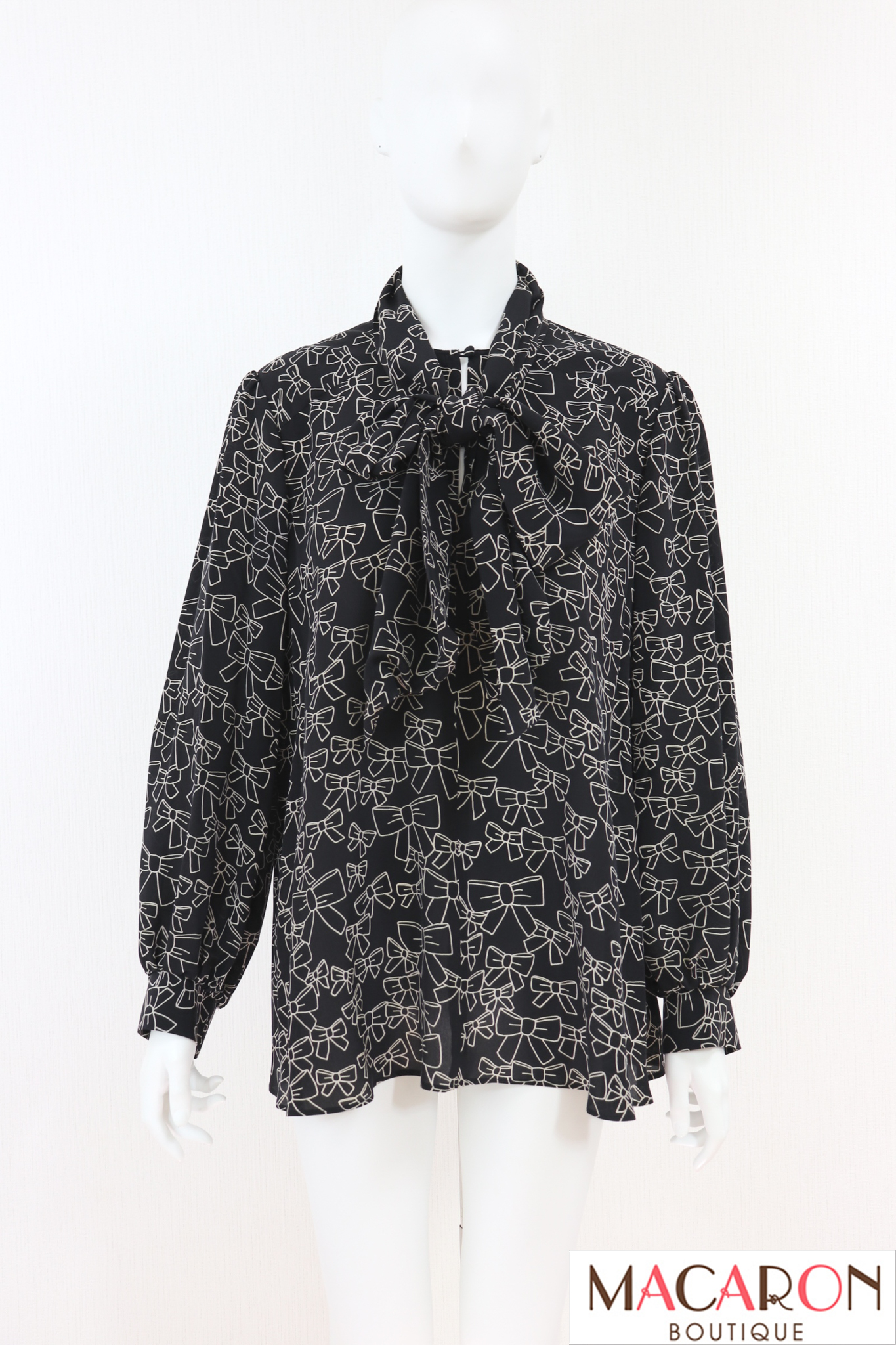 Rene（ルネ）　リボン柄タイ付シルクブラウス　6331370