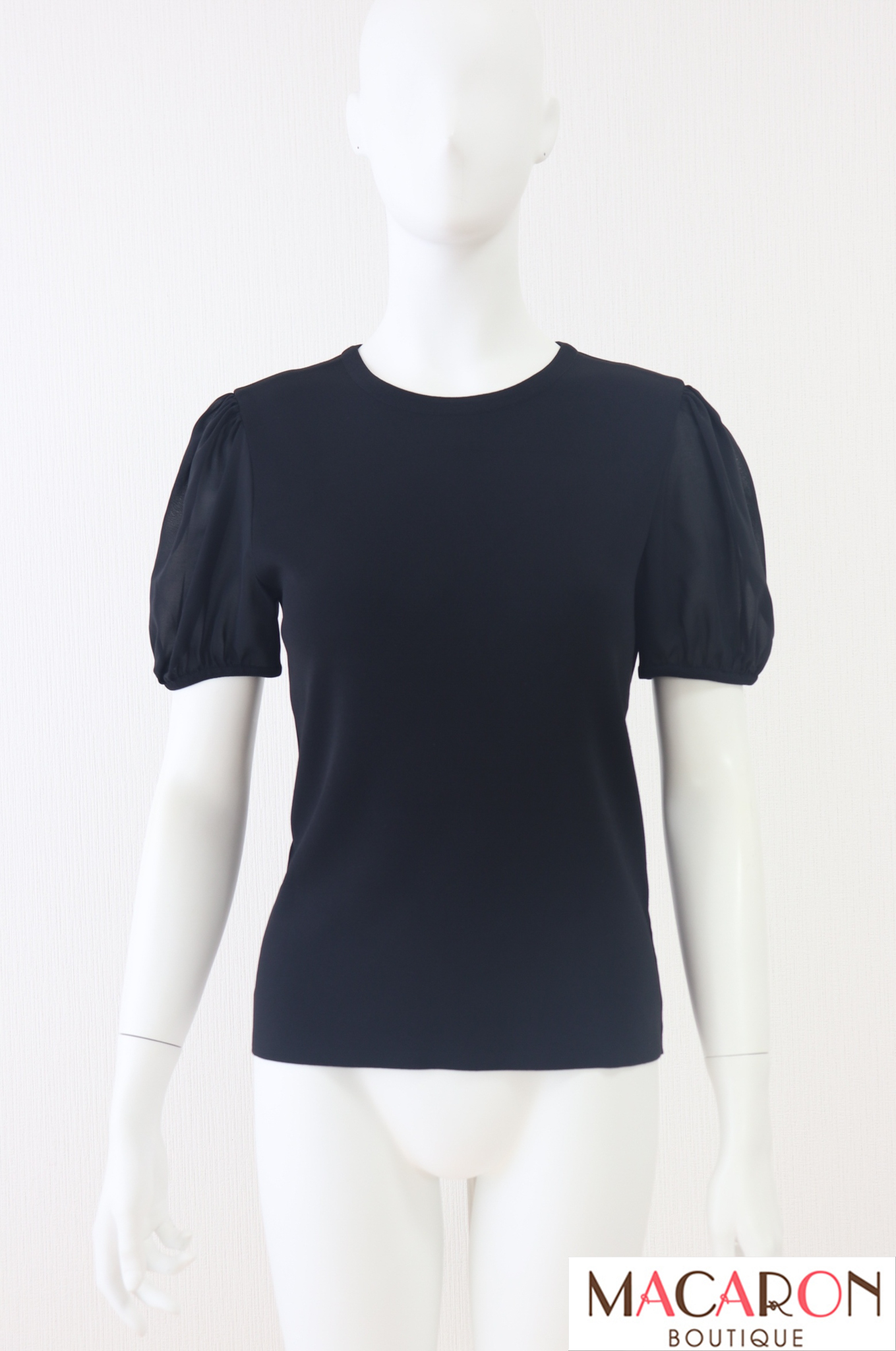 FOXEY BOUTIQUE(フォクシー）　シフォンパフ袖ニットトップス　37161