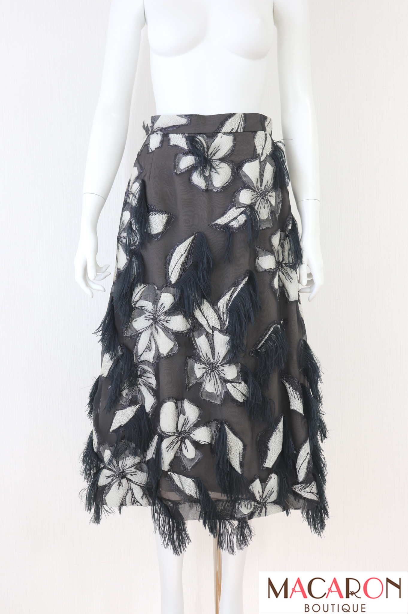 Rene（ルネ）　フラワー柄フリンジフレアスカート　6144080
