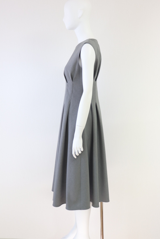 【美品】Rene ルネ フレアワンピース グレー ノースリーブ 上品 きれいめ Rene（ルネ） フィット＆フレアワンピース 5446090