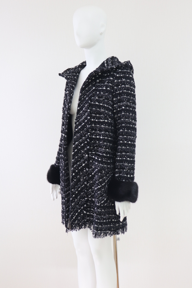 Rene（ルネ） ミンクファー付ツイードコート 6838060