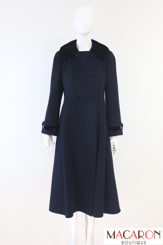 Rene（ルネ）　ミンク襟ロングウールアンゴラコート　6238090