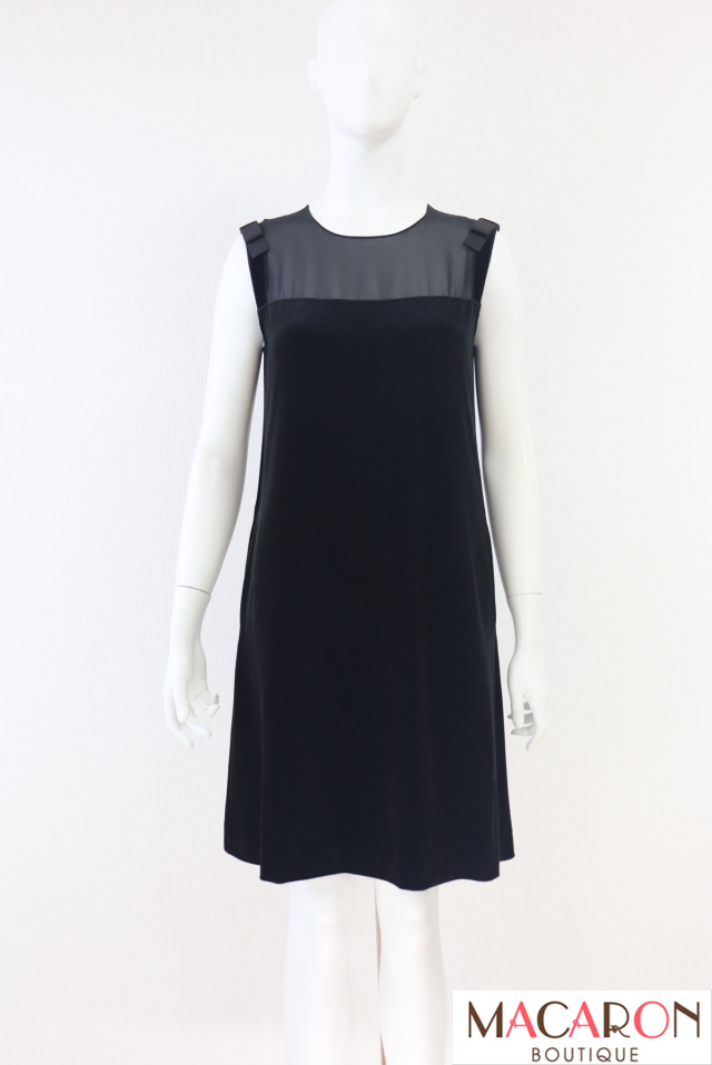 FOXEY NEWYORK(フォクシー）　デコルテシースルーベロアワンピース　32196