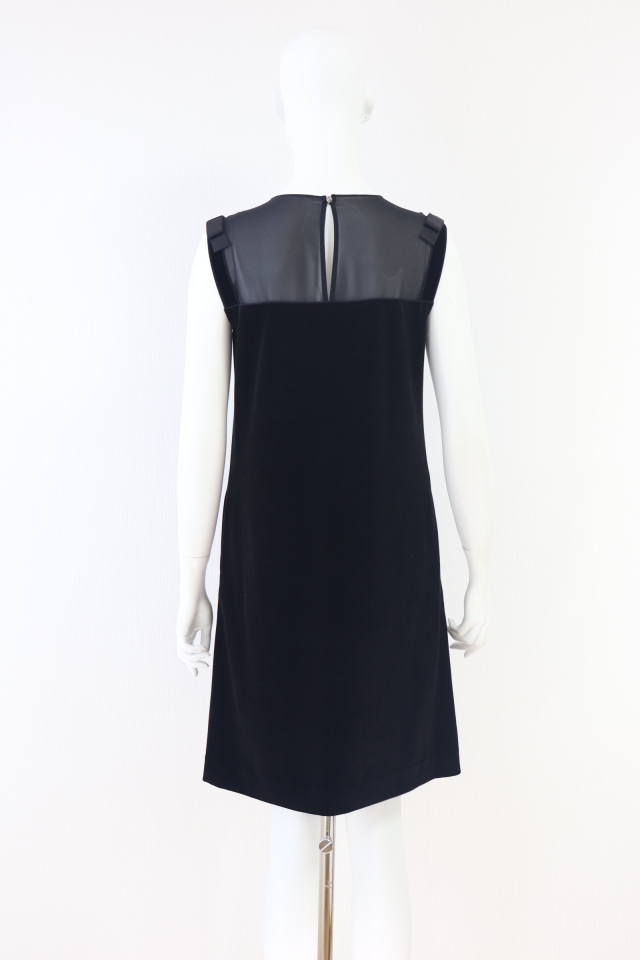 【美品】FOXEY フォクシー ベロア シースルー チュール Aラインワンピース 美品】FOXEY フォクシー ベロア シースルー チュール Aライン