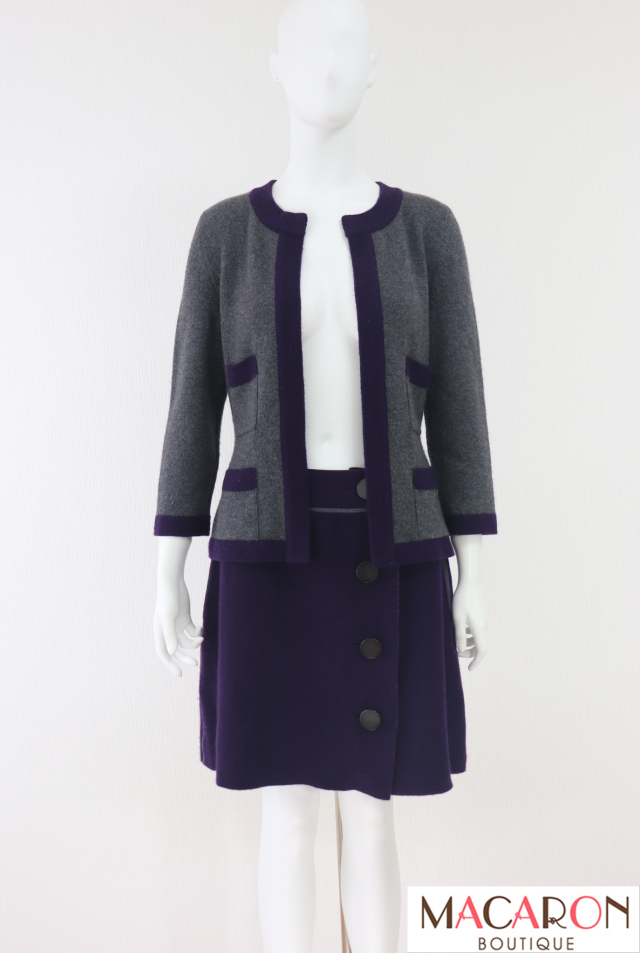 FOXEY BOUTIQUE(フォクシー）　カシミヤカーディガンとスカートセットアップ　24497　24697