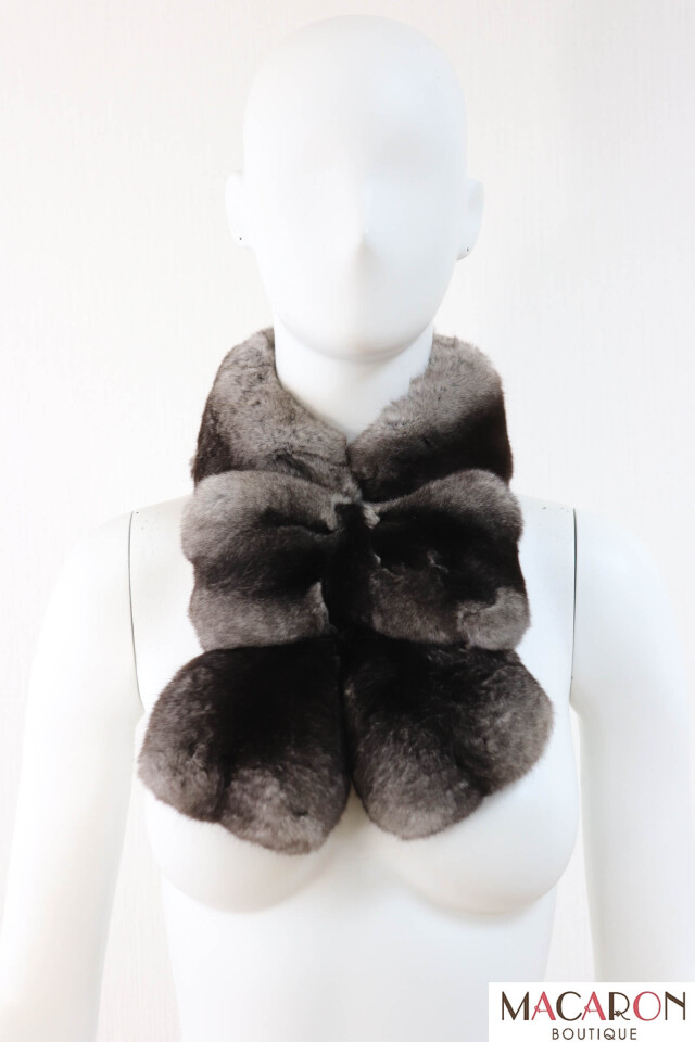 Rene ルネ ファーティペット/ブラウン リボン マフラー ストール