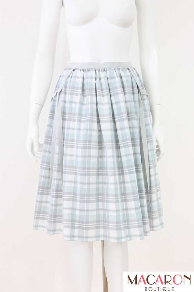 【SALE】FOXEY NEWYORK(フォクシー)　チェック柄ギャザーフレアスカート　33976