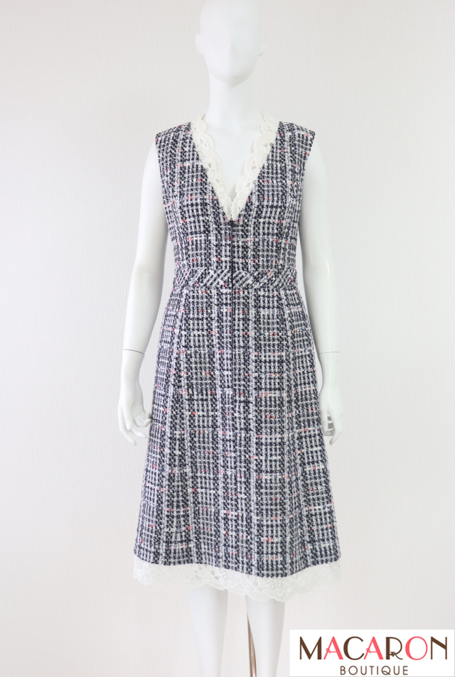 Rene（ルネ）　刺繍レースツイードワンピース　6926890