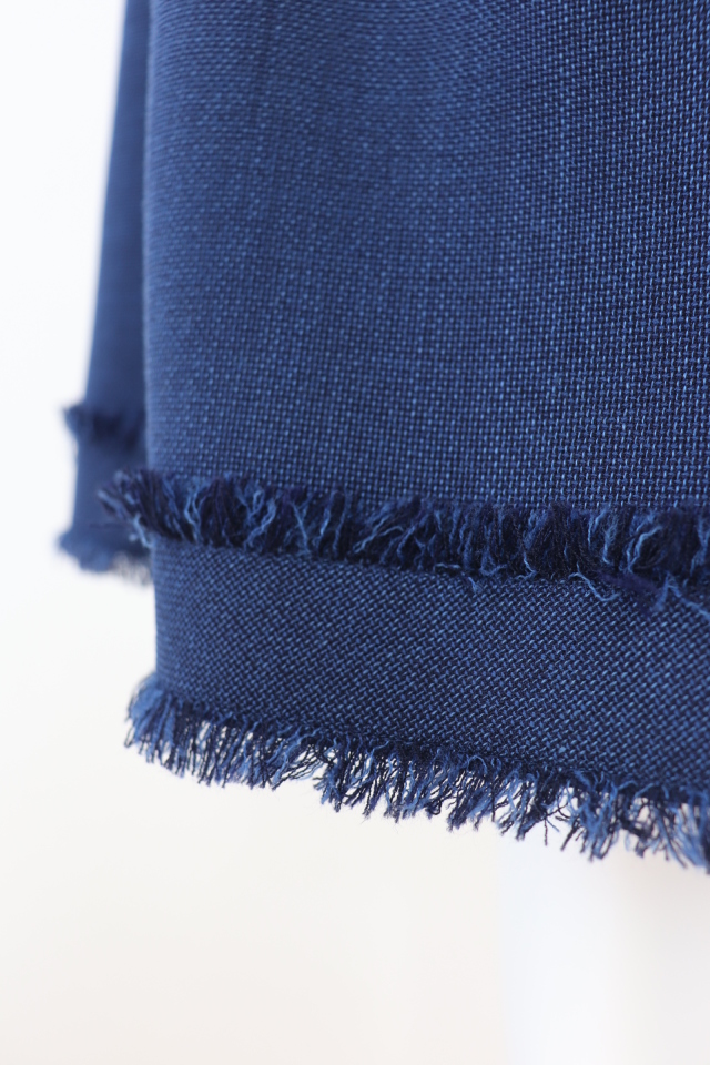 ✨ＦＯＸＥＹ ＢＯＵＴＩＱＵＥフォクシー　ウール　セットアップスーツ　ノーカラー FOXEY boutique スカートセットアップ ノーカラー ネイビー 42
