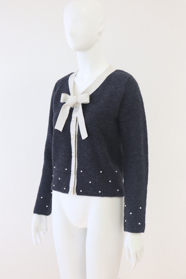 Rene（ルネ） リボン＆パールウールカーディガン 6942890
